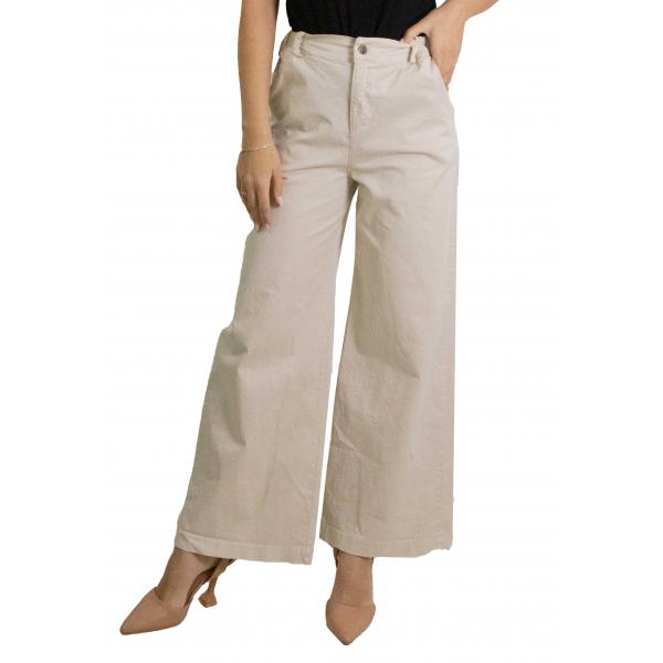 Pantalone chino in cotone con elastico dietro